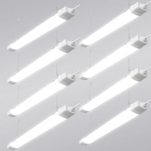 Viugreum Lot de 8 Réglette LED 120cm Connectable, IP66 Étanche 40W 4000LM Neutre Blanc 4500K, LED Lampe Fluorescente avec Chaîne Suspendue, Néon Led Garage Plafonnier pour Salle de Bain, Bureau (Viugreum-EU, neuf)