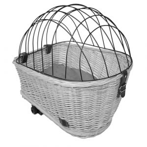 UNUS Panier de vélo pour chien en osier pour porte-bagages avec grille et coussin, gris (UNUS Living, neuf)