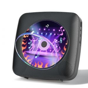 Gueray Lecteur CD Portable Enfant : Lecteurs CD Bluetooth pour la Maison avec Haut-parleurs Batterie 1800 mAh T&eacute;l&eacute;commande Couvercle Anti-poussi&egrave;re Amovible Lecteur CD Mural avec Radio USB AUX Noir (tangljuk, neuf)