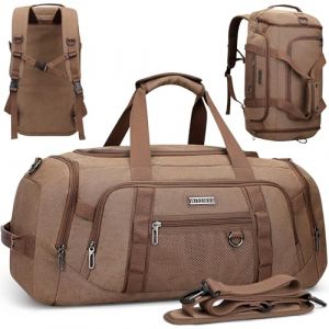 WITZMAN Sac De Voyage Hommes Canvas Weekender Bag pour Voyager Sac De Sport 3 in 1 Duffle Bag avec Compartiment &agrave; Chaussures (A8006/2 Classique Marron) (ALTOSY FASHION, neuf)