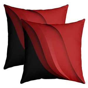 Géométrie Taie d'oreiller 60x60cm Géométrique avec Ligne Housse Coussin pour Maison Le Salon Décor Lot De 2 Taie Oreiller Réversible Modern Résumé Art Rouge Noir Décor Housse de Coussin (Bofanshangmao, neuf)