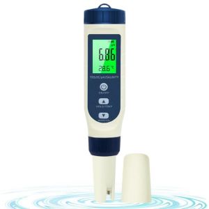 Ph Metre, 5 en 1 PH/TDS/EC/Salinit&eacute;/Thermom&egrave;tre, Testeur ph &agrave; &Eacute;cran LCD, Testeur pH Piscine IP67 &Eacute;tanche, pH Metre Haute Pr&eacute;cision (&plusmn; 0.01), Adapt&eacute; &agrave; l'Eau Potable, Aquariums, Piscin (shubanYuHong, neuf)