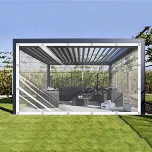 Ezcasch 1.3x1.6m Bâche Transparente avec Œillets, Taille Personnalisée Jusqu'à 8x8m, 420g/m² Bache Transparente Imperméable, Bache Exterieur Impermeable pour Terrasse, Jardin avec Corde et Attache (Ezcasch, neuf)