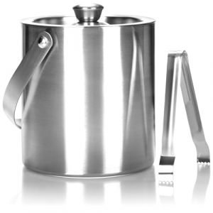 COM-FOUR&reg; Seau &agrave; Glace en Acier Inoxydable - r&eacute;cipient &agrave; gla&ccedil;ons &agrave; Double paroi avec Couvercle, poign&eacute;e et Pince - Refroidisseur &agrave; vin Mousseux et vin env. 1,5 Litre (Bergen 1x) (COM-FOUR  Vertriebs GmbH, neuf)