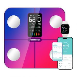 Healthkeep Balance Pèse Personne Balance Connectée Impédancemètre avec Affichage VA 15 Données Corporelles et Fréquence Cardiaque pour APP Andriod et iOS Max. 180kg/400lb, Multicolore (TONGXIAO SMART, neuf)