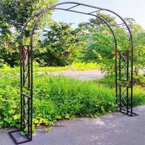 Arche De Jardin En Métal Arche Rosier De Robuste Pour Plante Grimpante Largeur 140-340cm Hauteur 230cm Large Arceau À Rosier Robuste Pour Grimper, Vignes Et Plantes, Mariage, Décoration De Fête(Brown, (SWENJAMZ, neuf)
