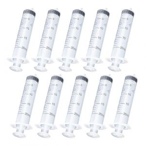 10 Pièces Seringue, Seringue 20ml, Seringue en Plastique, Réutilisable Seringues de Distribution, Seringue Dosage pour Laboratoire, Alimentation Animale, Arrosage de Plantes (BenCo, neuf)