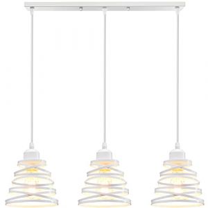 iDEGU 3 Lumières Suspension Luminaire Rétro Créatif Lustre Plafonnier de Design à Spirale en Cascade Vintage Métal E27 Lampe Suspension Industrielle pour Salon Salle à Manger, 15cm (3 Lampes Blanc B) (IDEGU, neuf)