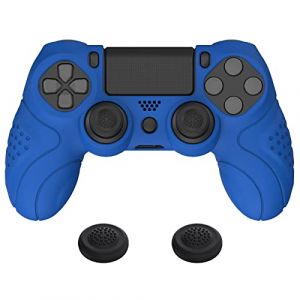 PlayVital Protection Manette pour ps4,Coque Manette pour ps4 Pro,Coque en Silicone pour ps4 Slim,Housse Manette Ergonomique avec Capuchon Joystick pour ps4-Bleu(Guardian Edition) (Game Skindecal Store, neuf)