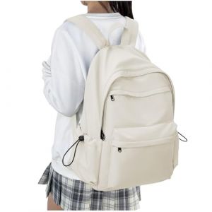 HYC00 Sac a Dos Ecole Fille Ado Cartable Sac à Dos Scolaire Fille Collège Sac a Dos Unisexe Sac à Dos Loisir Sac ados Scolaires Léger Sac d'école Sac pour Portable 14 pouces Casual Daypacks,Beige (SUNMOP, neuf)