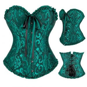 SilverChry Corset Femme, Broderie Bustier Classique, Sexy Steampunk Gothique Bustier Top,Corsage Dentelle Ventre Plat Corset Top (ZHSHE, neuf)