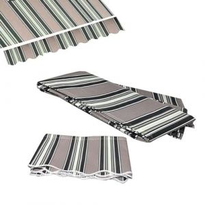 Ukkajovlex 2/3/4/5/6/7m Stri&eacute; Toile De Remplacement pour Abri Pare-Soleil, Store Banne，Parasol Balcon，Tissu De Remplacement, Toile D'Auvent Tissu De Rechange Store Banne Manuel(Khaki,4x3.5m) (HouRuishop, neuf)