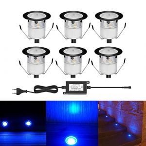 CHNXU LED Spot Encastrable Ext&eacute;rieur Mini Spot Encastr&eacute; de &Oslash;30mm Eclairage Encastrables Ext&eacute;rieur pour Terrasse Enterre IP67 Etanche DC12V Lumi&egrave;re pour Escalier (bleu(noir), 6 kit) (CHENXU, neuf)