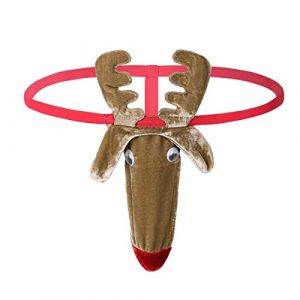 Freebily Homme G String Tanga Pouch Pénis 3D Cerf Noël Renne Animal Slip sous-vêtements Drôle Caleçon Sexy Homme Briefs Thongs Cosplay Costume Halloween Carnaval Lingerie (MissPretty, neuf)