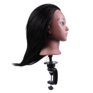 HAMPPLIES Mannequin Tête Coiffer Professionnel Cheveux Longs Naturels Noir Pour Formation Coiffure Cosmétologie Pratique Tête Modèle Braiding Styling Salon (Chfaan, neuf)