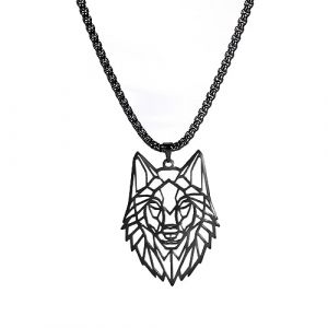 EUEAVAN Collier pendentif en forme de loup squelette, éléments de tête d'animal classique bois forêt nature charme bijoux en acier inoxydable cadeau pour garçons hommes filles (EUEAVAN, neuf)