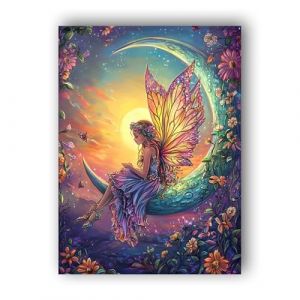 Hoobee 5D DIY Diamond Painting F&eacute;e, Diamond Painting Adulte Fleur Lune, Peinture Diamant Diamant Painting Broderie au Point de Croix Mosa&iuml;que Strass D&eacute;coration de la Maison 30x40cm-107 (Hoobee, neuf)