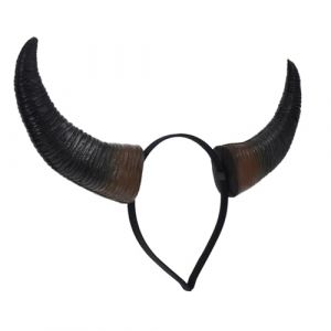 VALICLUD Bandeau &agrave; Cornes De Taureau En R&eacute;sine Naturelle, Serrage-t&ecirc;te D&eacute;cal&eacute; Pour Cosplay, Accessoire Halloween Unisexe Pour F&ecirc;te Et Carnaval, Cornes Originales R&eacute;glables, Taille Unique (MOUBACK, neuf)