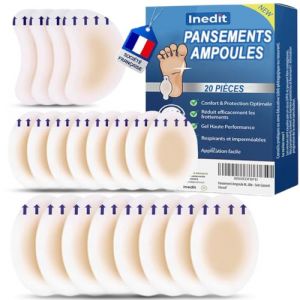Pansement Ampoule - Soin Medical - Pansements Gel Hydrocolloïdes - Protection Frottement Pied/Talon - Gel Silicone Invisible - Soin Garanti (20 PIÈCES PIED/TALON) (Brio&Co, neuf)