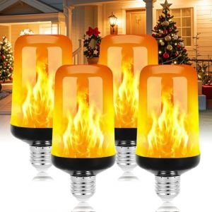 LIAISIMI Ampoule &agrave; Flamme LED, 4W E27 Ampoule &agrave; Effet de Flamme, 4 Modes, 1400K Lumi&egrave;re Vacillante R&eacute;aliste, Cr&eacute;er une Ambiance Chaleureuse pour F&ecirc;tes de No&euml;l, Halloween (Noir, Lot de 4) (outdoorFred, neuf)