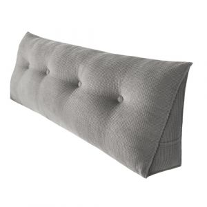 Coussin de tête de lit triangulaire pour repos au lit avec housse amovible Coussin de lecture pour positionnement du dossier – Coussin de lecture pour s'asseoir dans le lit-140*50*20 cm-gris (Hechheu, neuf)