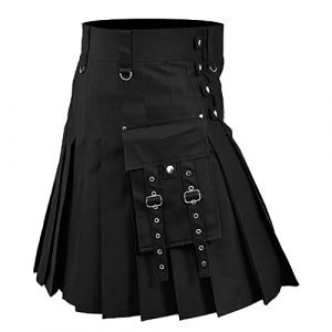 Kilt utilitaire traditionnel &eacute;cossais pour homme - Jupe pliss&eacute;e vintage m&eacute;di&eacute;vale - Kilt &eacute;cossais steampunk - Jupe pliss&eacute;e - Jupe utilitaire punk &agrave; carreaux - Costume de carnaval (Wtinfer ⭐⭐⭐⭐⭐ 5, neuf)