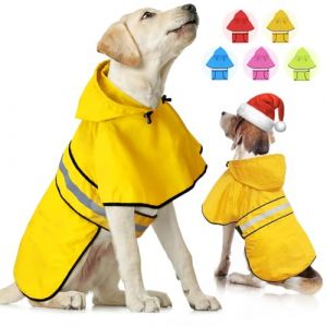 Weesiber Manteau de Pluie Imperm&eacute;able R&eacute;fl&eacute;chissant pour Chien, &Eacute;tanche Ultral&eacute;ger et A&eacute;r&eacute;, Veste Ajustable pour Animal de Compagnie, Poncho pour Chien(M, Jaune) (NAIXUE-FR, neuf)