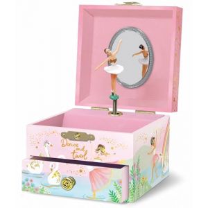 Boîte à Bijoux Musicale Ballerine pour Filles - Boîte à Musique Danseuse Étoile avec Miroir, Cadeau de Ballet pour Petites Filles, Boîte à Bijoux, Cadeau d'Anniversaire pour Enfants, 3-10 ans, Rose (Giggle & Honey, neuf)