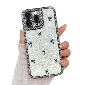 Wirvyuer Compatible avec iPhone 16 Pro Max Coque Glitter Luxe Brillant Housse avec Cristal Diamant pour Femme Fille Bling Strass Coque avec 3D Nœuds Case pour iPhone 16 Pro Max Noir (meijiehua, neuf)