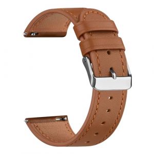 Oumida Cuir Bracelet pour 22mm 20mm 18mm Femme Homme, Bracelet de remplacement en Cuir à Dégagement Rapide pour Montre Intelligente Samsung Galaxy/Huawei/Fossil (Marron, 18mm) (PanShiYunDong, neuf)
