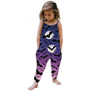 Combinaison imprimée d'halloween pour bébé fille, sans manches, barboteuse, tenues, pantalons, vêtements Combinaison Pyjama Cheval (Light Blue, 3-4Years) (Mosusjoes, neuf)