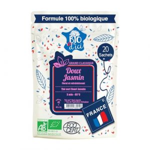 Bio d’Ici - Thé Vert Bio "Doux Jasmin" - 20 Sachets de 2g - Thé Vert de Chine & Fleurs de Jasmin - Délicat & Rafraîchissant - Certifié Bio & Conditionné en France (Origines Tea and Coffee, neuf)