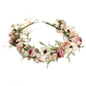 Casque de festival de printemps - Garlandais de cheveux inspirés de la nature, casque de jardin enchanté | Photoshot de maternité de la couronne florale avec conception de back-back réglable, halo flo (sauvebe, neuf)