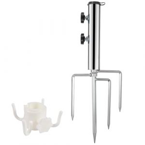 Newtic Pied de Parasol, Support de Parasol avec 4 Piquets Amovible Réglable, Pic Parasol Plage, Support de Parasol pour Jardin, Pieds de Parasol Plage pour Pêche, Jardin, Plage (MAGPRODS, neuf)