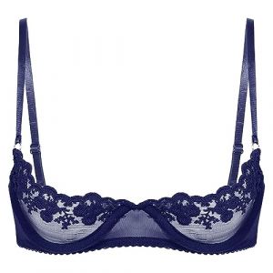 Freebily Femme Dentelle Soutien Gorge Brassière Redresse-Seins Ouverte Push-up Bra Lingerie Coquine à Armature sous-vêtement Nuit Nuisette Underwear Grand Taille Bleu Marine 5XL (MissPretty, neuf)