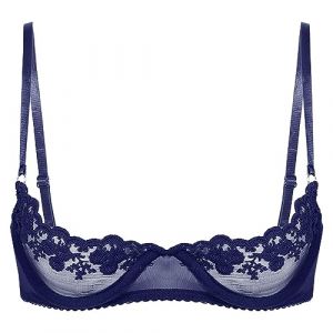 Freebily Femme Dentelle Soutien Gorge Brassière Redresse-Seins Ouverte Push-up Bra Lingerie Coquine à Armature sous-vêtement Nuit Nuisette Underwear Grand Taille S-5XL Bleu Marine 5XL (MissPretty, neuf)