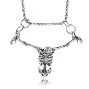 ZKGYUS Collier avec pendentif de crâne gothique, collier crâne d'halloween pour hommes et femmes, acier inoxydable, argenté (HY TRADING NI LTD UKSTOER, neuf)