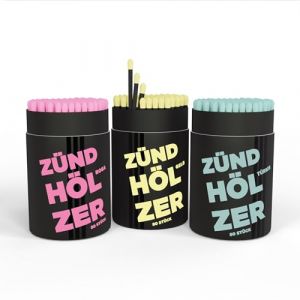 Flundertje Lot de 3 allumettes de Hambourg - Longues, 10 cm - Colorées - Grandes allumettes pour allumer des bougies ou comme allume-feu de cheminée - Belle boîte d'allumettes comme décoration ou (dat Flundertje, neuf)