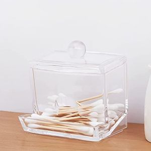 Norhogo Distributeur de cotons-tiges en acrylique - Distributeur de cotons-tiges - R&eacute;cipient en coton - Avec couvercle - Transparent (lizhongbang, neuf)