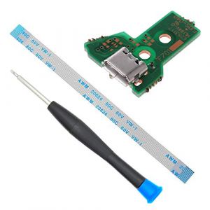 MMOBIEL Remplacement du Port de Charge pour Le modèle Dualshock 4 de la Manette PlayStation PS4 : JDS-040 12 Pin Flex Cable INCL (+) Screwdriver (Menko Telekom, neuf)