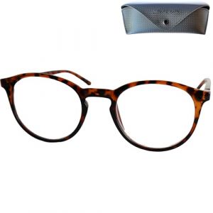 Mini Brille - Lunettes de Lecture au Verres Larges Arrondis Style Intello, Boite Lunette Inclus, Monture en Plastique (Écaille de Tortue Marron), Lunette Femme et Homme+3.0 Dioptrie (Mini Brille, neuf)