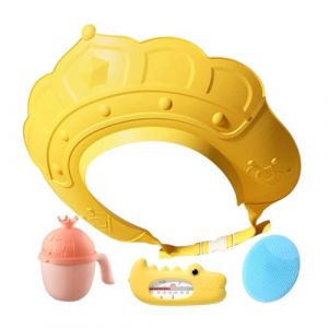 TQEBWUS Chapeau de douche pour, chapeau de shampoing pour | Chapeau à visière avec jauge de température de l'eau et tasse à shampoing - Bonnet de shampoing avec brosse à shampoing pour laver les (gariet, neuf)