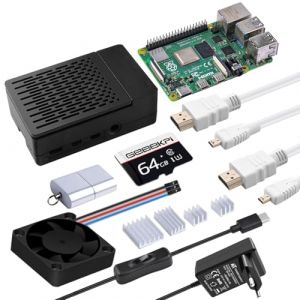 GeeekPi Raspberry Pi 4 4GB Complete Starter Kit (4GB RAM + 32GB SD Card),Raspberry Pi 4 ABS Case with PWM Fan,Raspberry Pi 5V 3.6A Power Supply with on/Off Switch,2pcs HDMI Cables for Raspberry Pi 4B (GeeekPi-FR, neuf)