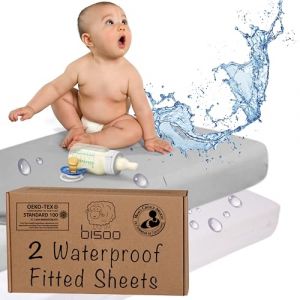 Bisoo Drap Housse Cododo 50x90 Impermeable - Drap Housse Berceau Alese Protege Matelas Bebe Compatible Kinderkraft Fabimax Neste Waldin - 100% Jersey Oeko-Tex - Lot de 2, Blanc et Gris 50 x 90 (Bisoo LLC, neuf)