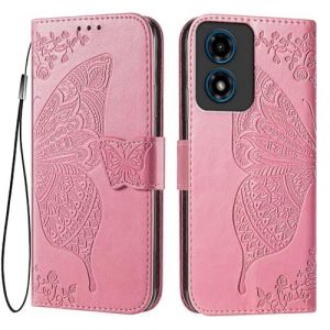 EASSGU Coque pour Motorola Moto E14 / G04S / G04 / G24 / G24 Power (6.5" inches) Etui Flip Magn&eacute;tique avec 3 Fentes pour Cartes 1 Portefeuille, Housse - Rose (EASSGU, neuf)