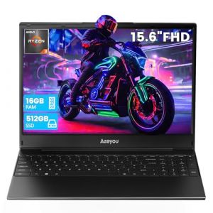 Azeyou Ordinateur Portable 15,6" FHD IPS pour Entreprises/Étudiants, Processeur AMD Ryzen 3 3200U, 16GB RAM, 512GB SSD, Wi-FI 5G, BT5.0, OS 11 Pro, HDMI, USB-C, Lecteur SD, Pavé Numérique, Webcam (robtomp, neuf)