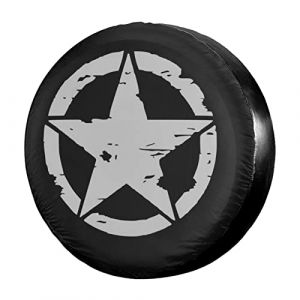 Housse de pneu de secours tactique militaire en forme d'&eacute;toile - Housse de pneu universelle &eacute;tanche &agrave; l'eau et &agrave; la poussi&egrave;re - Protections de pneu pour Jeep, remorque, camping-car, VUS, camion, (jiujiangchengdaikeshangmaoyouxian, neuf)