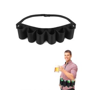 AORHOFJ 1 Pièce Ceinture de Bière, 6 Bouteilles de Bière ou Holster de Canette, Ceinture Portable, Support de Bière Ajustable Ceinture de Vin pour Camping, Festivals,Fête de Mardi Gras pour Hommes (ZHAO WEIXIN DE DIAN, neuf)