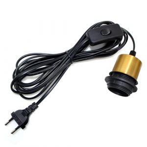 Lampe à Suspension avec Prise, 5M Câble Suspension Luminaire avec Interrupteur, Douille Lampe E27, Lampe Suspendue Vintage, Lustre Industriel, Support de Lampe E27 avec Câble, Rural Style Décoration (LQUNFYL, neuf)
