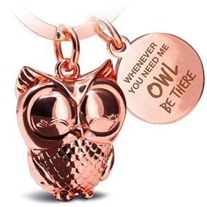 FABACH Porte-cl&eacute;s hibou avec gravure &ndash; Joli porte-cl&eacute;s chouette &ndash; Amiti&eacute; et amour porte-bonheur en m&eacute;tal pour femme &ndash; Owl be there for you, Or rose, Taille unique, Porte-cl&eacute;s (Unique Elements GmbH, neuf)
